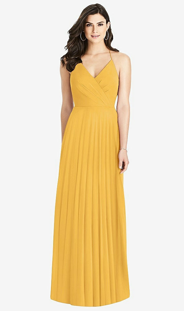 Back View - NYC Yellow Ruffled Strap Cutout Wrap Maxi Dress