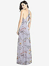 Front View Thumbnail - Butterfly Botanica Silver Dove Ruffled Strap Cutout Wrap Maxi Dress