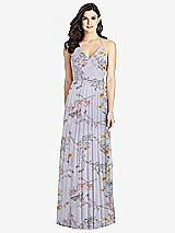 Rear View Thumbnail - Butterfly Botanica Silver Dove Ruffled Strap Cutout Wrap Maxi Dress