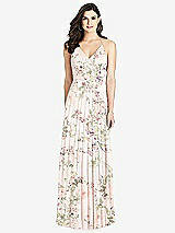 Rear View Thumbnail - Blush Garden Ruffled Strap Cutout Wrap Maxi Dress