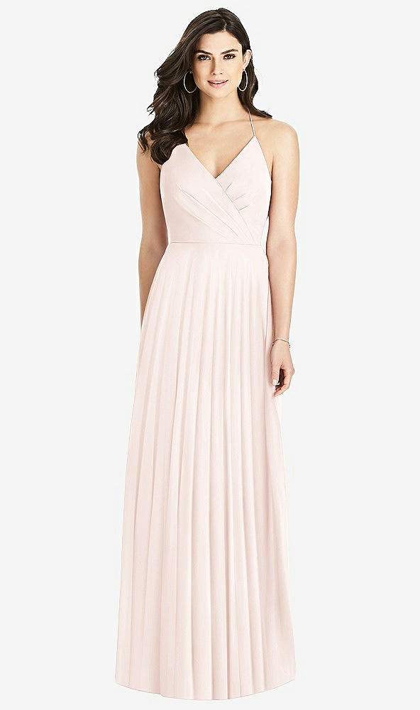 Back View - Blush Ruffled Strap Cutout Wrap Maxi Dress