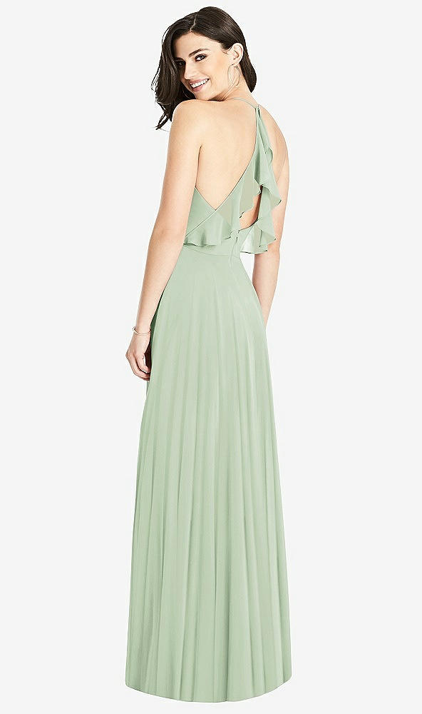 Front View - Celadon Ruffled Strap Cutout Wrap Maxi Dress