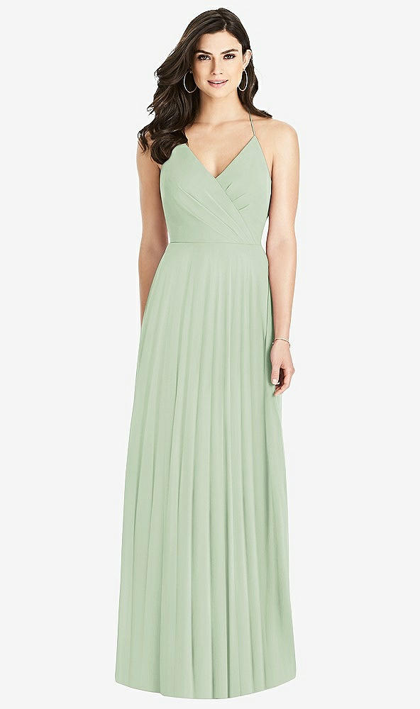 Back View - Celadon Ruffled Strap Cutout Wrap Maxi Dress