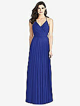 Rear View Thumbnail - Cobalt Blue Ruffled Strap Cutout Wrap Maxi Dress