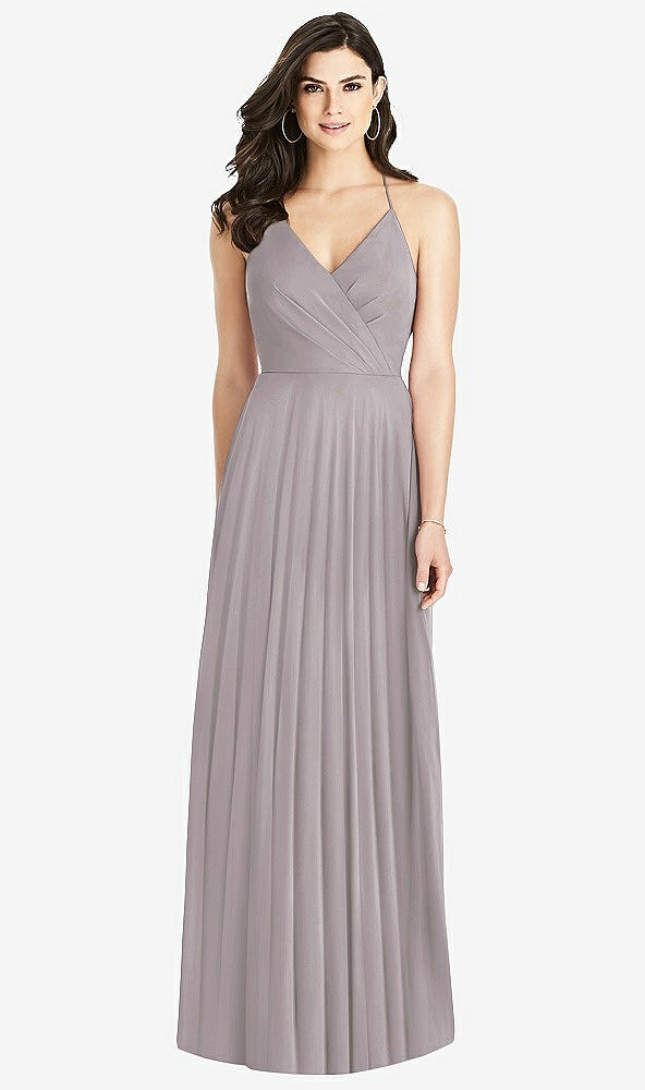 Back View - Cashmere Gray Ruffled Strap Cutout Wrap Maxi Dress