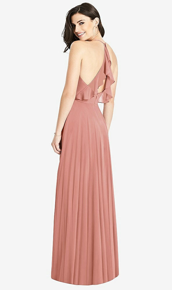 Front View - Desert Rose Ruffled Strap Cutout Wrap Maxi Dress