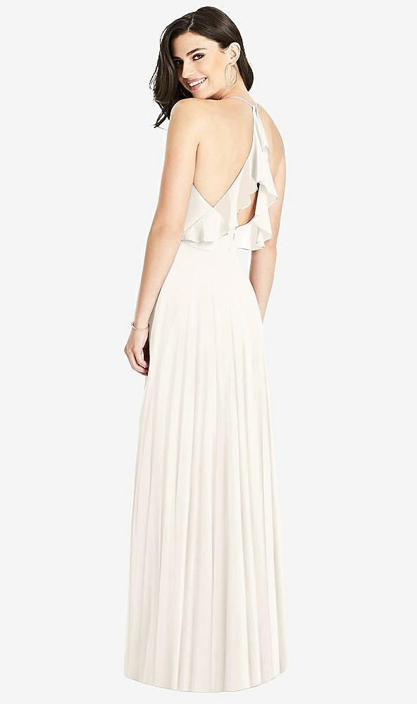 Front View - Ivory Ruffled Strap Cutout Wrap Maxi Dress