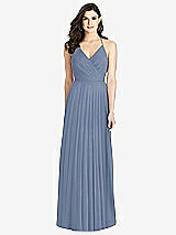 Rear View Thumbnail - Larkspur Blue Ruffled Strap Cutout Wrap Maxi Dress