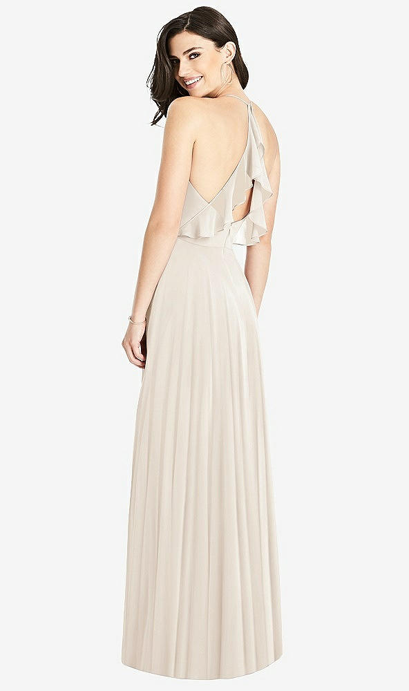 Front View - Oat Ruffled Strap Cutout Wrap Maxi Dress