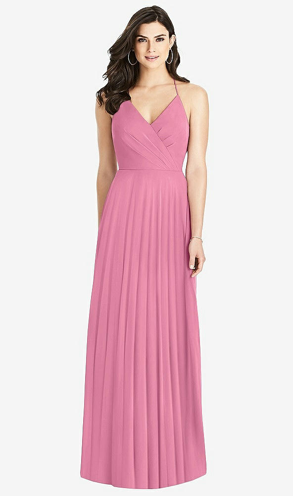 Back View - Orchid Pink Ruffled Strap Cutout Wrap Maxi Dress