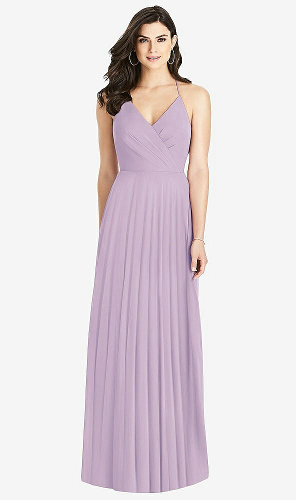 Back View - Pale Purple Ruffled Strap Cutout Wrap Maxi Dress