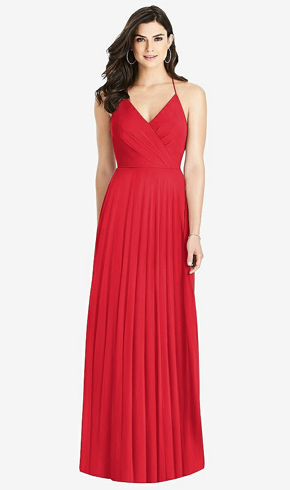 Back View - Parisian Red Ruffled Strap Cutout Wrap Maxi Dress