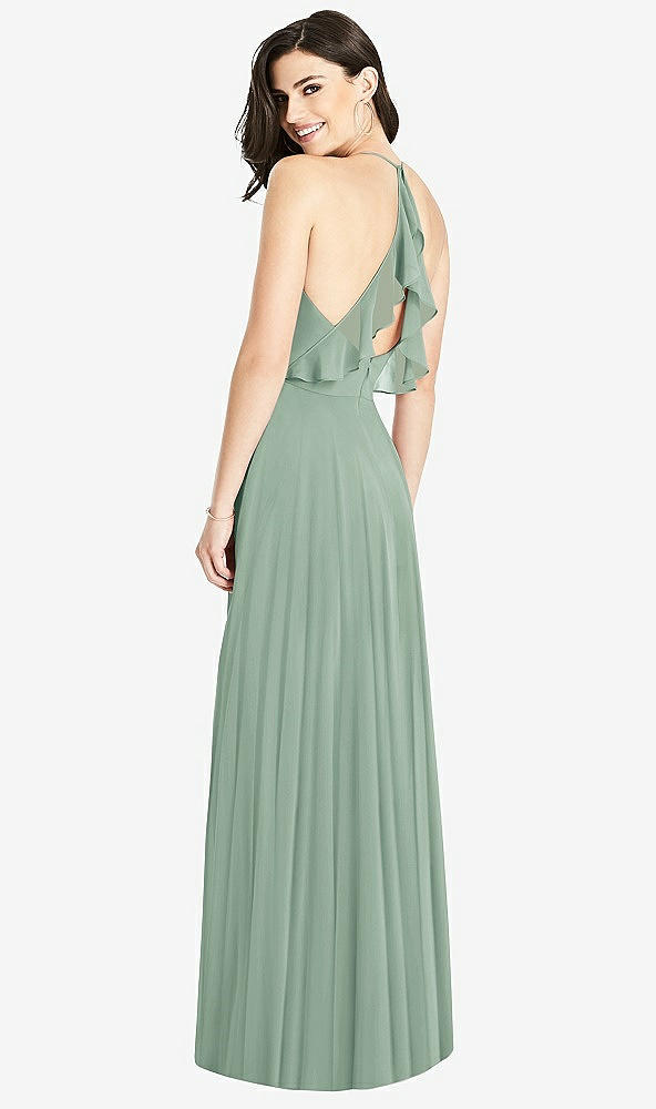 Front View - Seagrass Ruffled Strap Cutout Wrap Maxi Dress