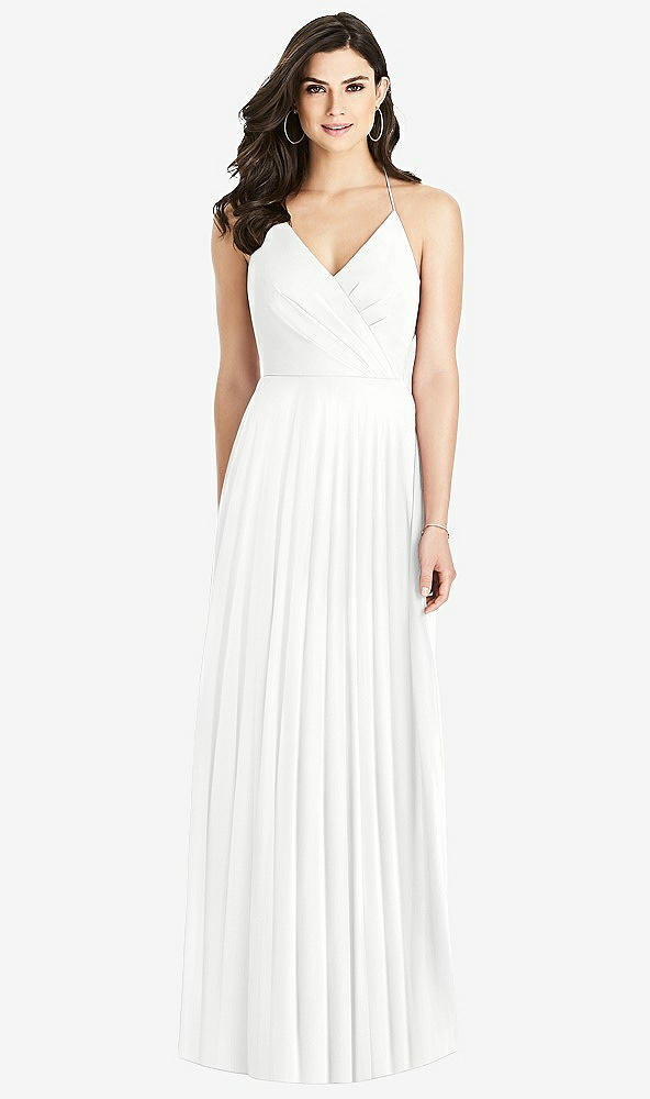 Back View - White Ruffled Strap Cutout Wrap Maxi Dress