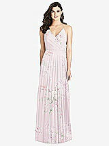 Rear View Thumbnail - Watercolor Print Ruffled Strap Cutout Wrap Maxi Dress