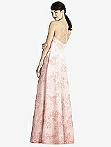 Rear View Thumbnail - Bow And Blossom Print Criss Cross Back Floral Satin Maxi Dress with Full A-Line Skirt