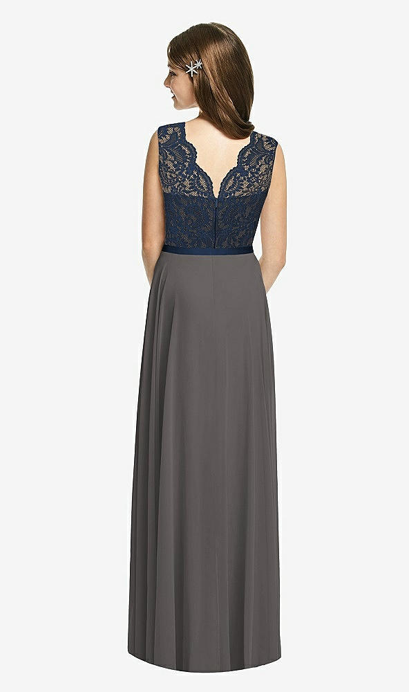 Back View - Caviar Gray & Midnight Navy Dessy Collection Junior Bridesmaid Dress JR542