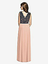 Rear View Thumbnail - Pale Peach & Midnight Navy Dessy Collection Junior Bridesmaid Dress JR542