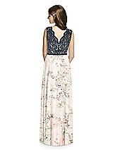 Rear View Thumbnail - Blush Garden & Midnight Navy Dessy Collection Junior Bridesmaid Dress JR542