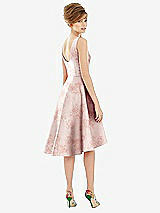 Alt View 2 Thumbnail - Bow And Blossom Print Bateau Neck High Low Floral Satin Cocktail Dress