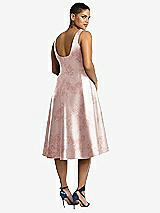 Rear View Thumbnail - Bow And Blossom Print Bateau Neck High Low Floral Satin Cocktail Dress