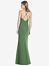 Rear View Thumbnail - Vineyard Green Criss Cross Open-Back Chiffon Trumpet Gown