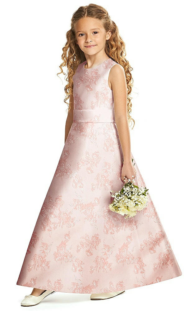 Front View - Bow And Blossom Print Flower Girl Dress FL4062FP