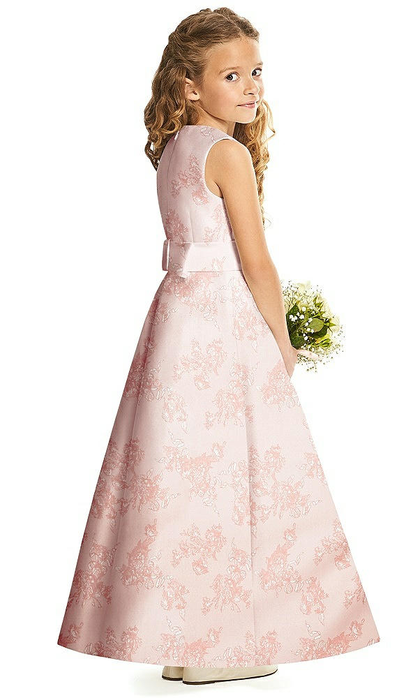 Back View - Bow And Blossom Print Flower Girl Dress FL4062FP