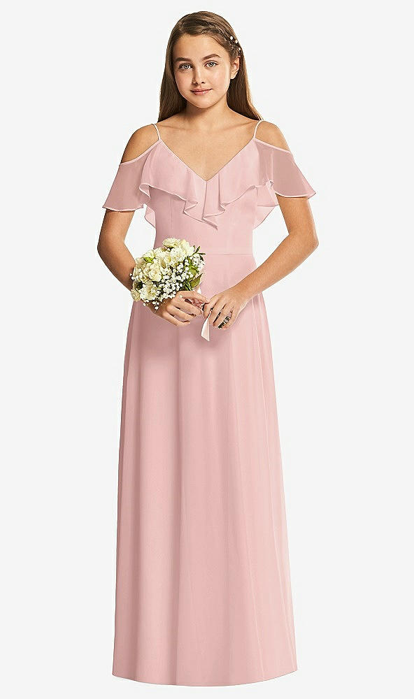 Front View - Rose - PANTONE Rose Quartz Dessy Collection Junior Bridesmaid Dress JR548