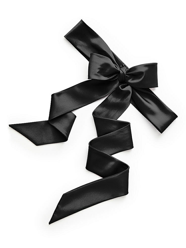 Back View - Black Satin Twill Flower Girl Sash