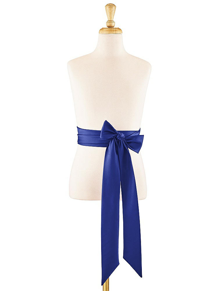 Front View - Cobalt Blue Satin Twill Flower Girl Sash