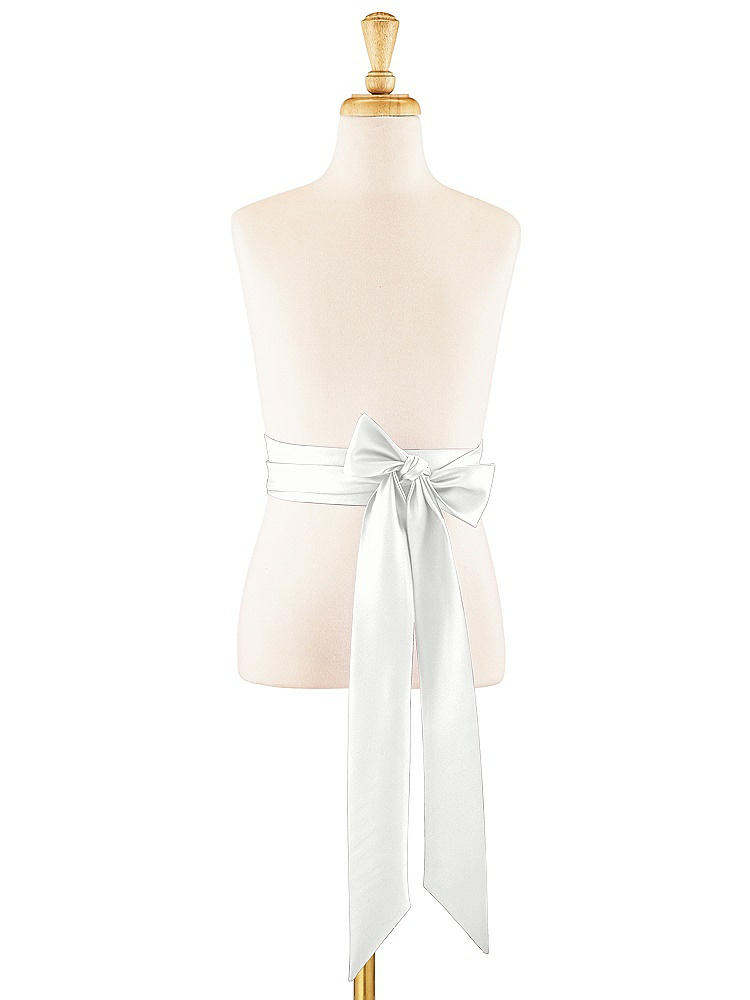 Front View - White Satin Twill Flower Girl Sash