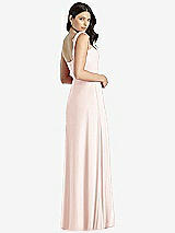 Rear View Thumbnail - Blush Tie-Shoulder Chiffon Maxi Dress with Front Slit