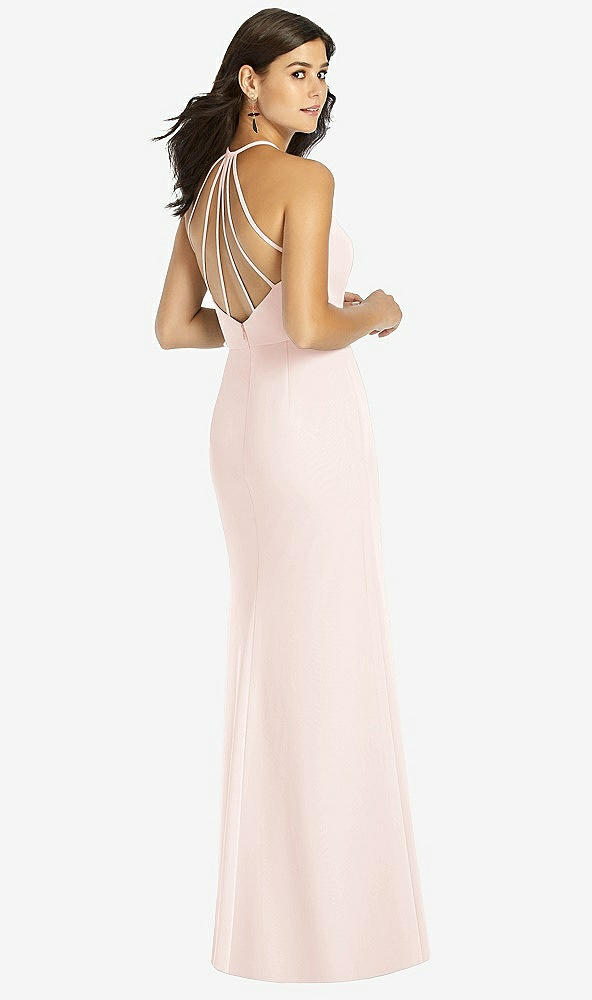 Back View - Blush Sunburst Strap Back Mermaid Dress