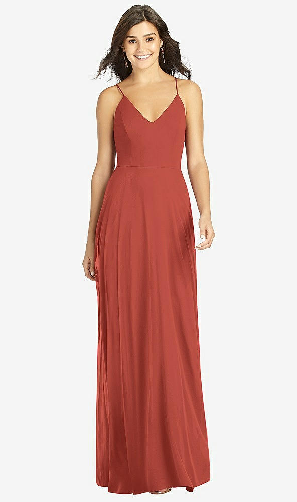 Front View - Amber Sunset Criss Cross Back A-Line Maxi Dress