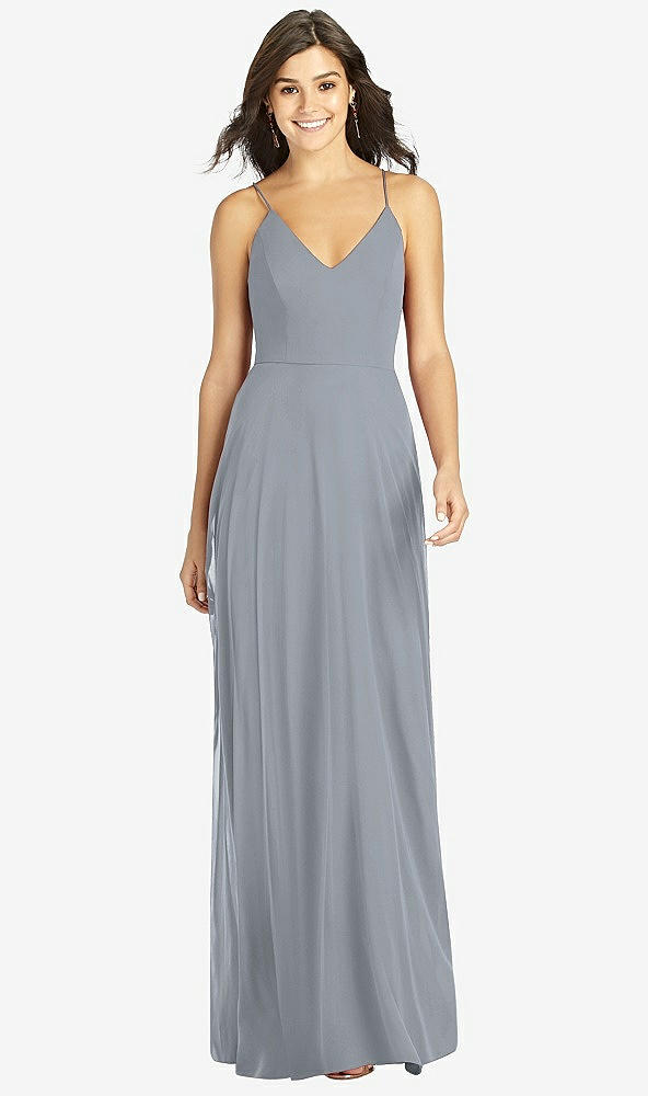 Front View - Platinum Criss Cross Back A-Line Maxi Dress