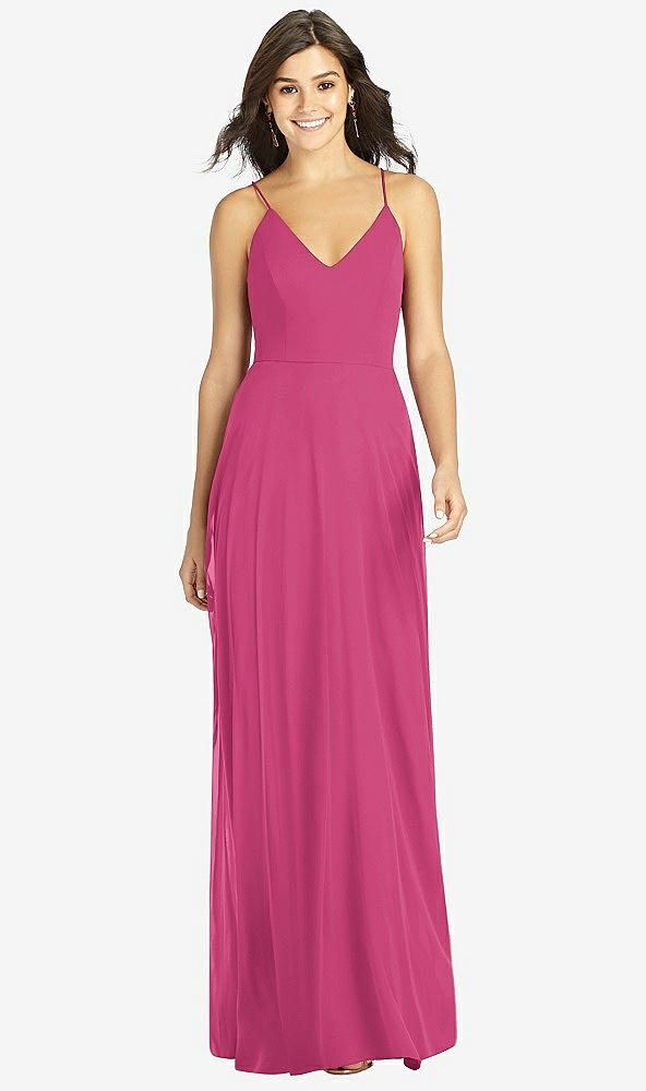 Front View - Tea Rose Criss Cross Back A-Line Maxi Dress