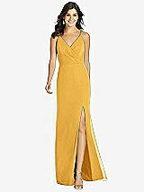 Front View Thumbnail - NYC Yellow Criss Cross Back Mermaid Wrap Dress