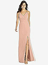 Front View Thumbnail - Pale Peach Criss Cross Back Mermaid Wrap Dress