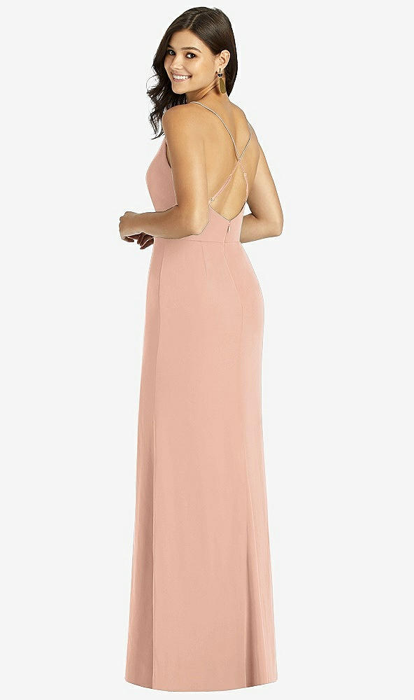 Back View - Pale Peach Criss Cross Back Mermaid Wrap Dress