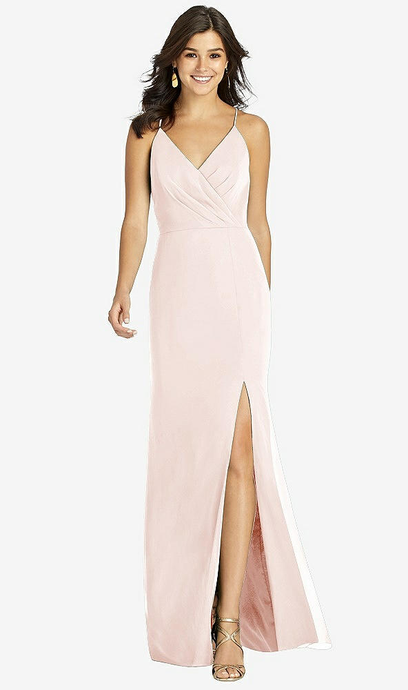 Front View - Blush Criss Cross Back Mermaid Wrap Dress