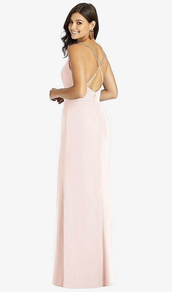 Back View - Blush Criss Cross Back Mermaid Wrap Dress