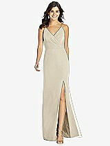 Front View Thumbnail - Champagne Criss Cross Back Mermaid Wrap Dress