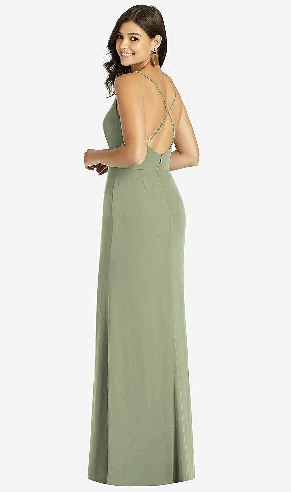 Back View - Sage Criss Cross Back Mermaid Wrap Dress