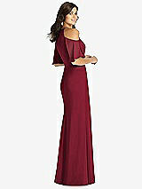 Rear View Thumbnail - Burgundy Ruffle Cold-Shoulder Mermaid Maxi Dress