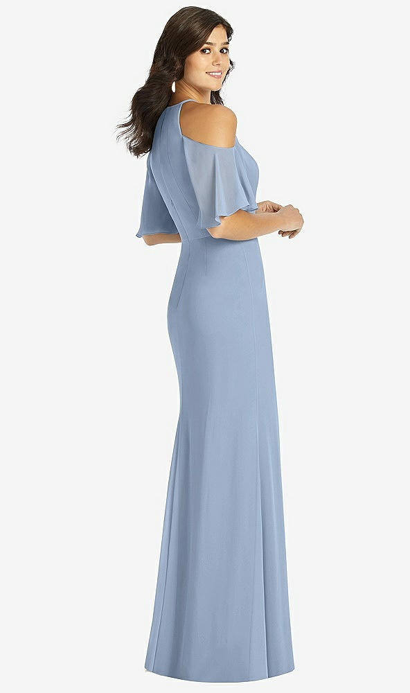 Back View - Cloudy Ruffle Cold-Shoulder Mermaid Maxi Dress