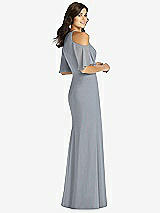 Rear View Thumbnail - Platinum Ruffle Cold-Shoulder Mermaid Maxi Dress