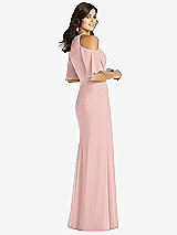 Rear View Thumbnail - Rose - PANTONE Rose Quartz Ruffle Cold-Shoulder Mermaid Maxi Dress