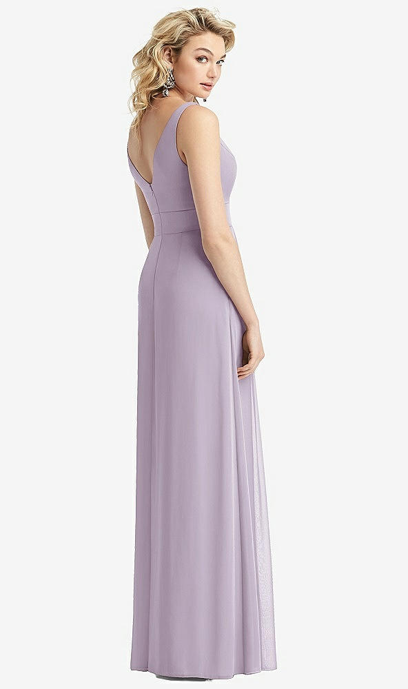 Back View - Lilac Haze Sleeveless Pleated Skirt Maxi Dress with Pockets