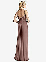 Front View Thumbnail - Sienna Shirred Sash Cowl-Back Chiffon Trumpet Gown